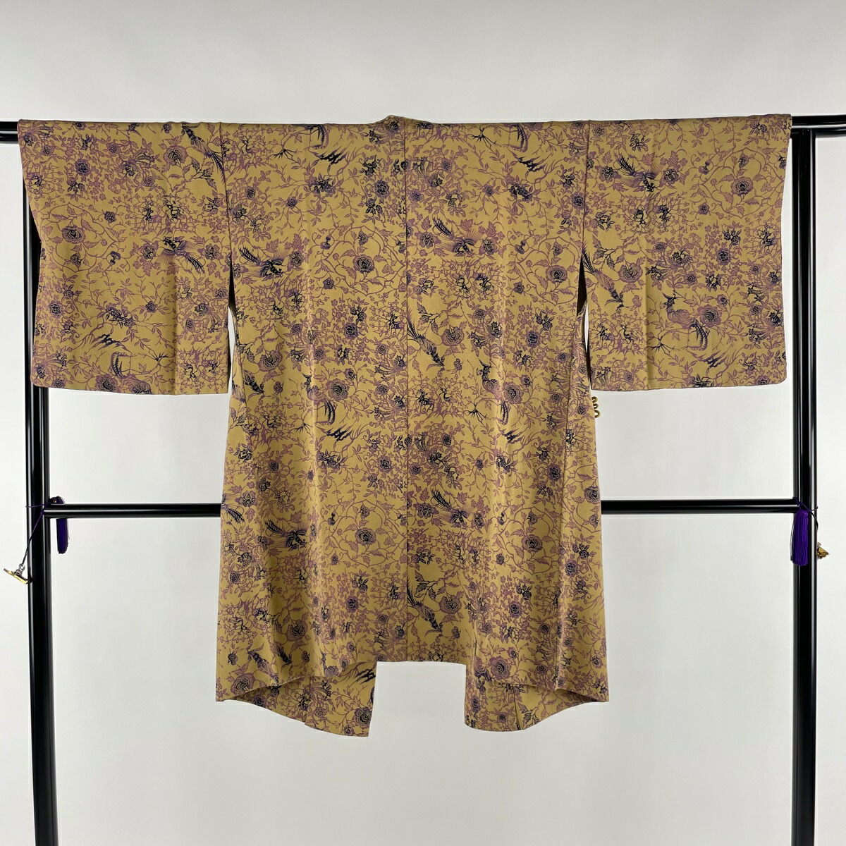 35%割引速くおよび自由な 道中着 美品 名品 和装コート 花 芝 絞 茶紫