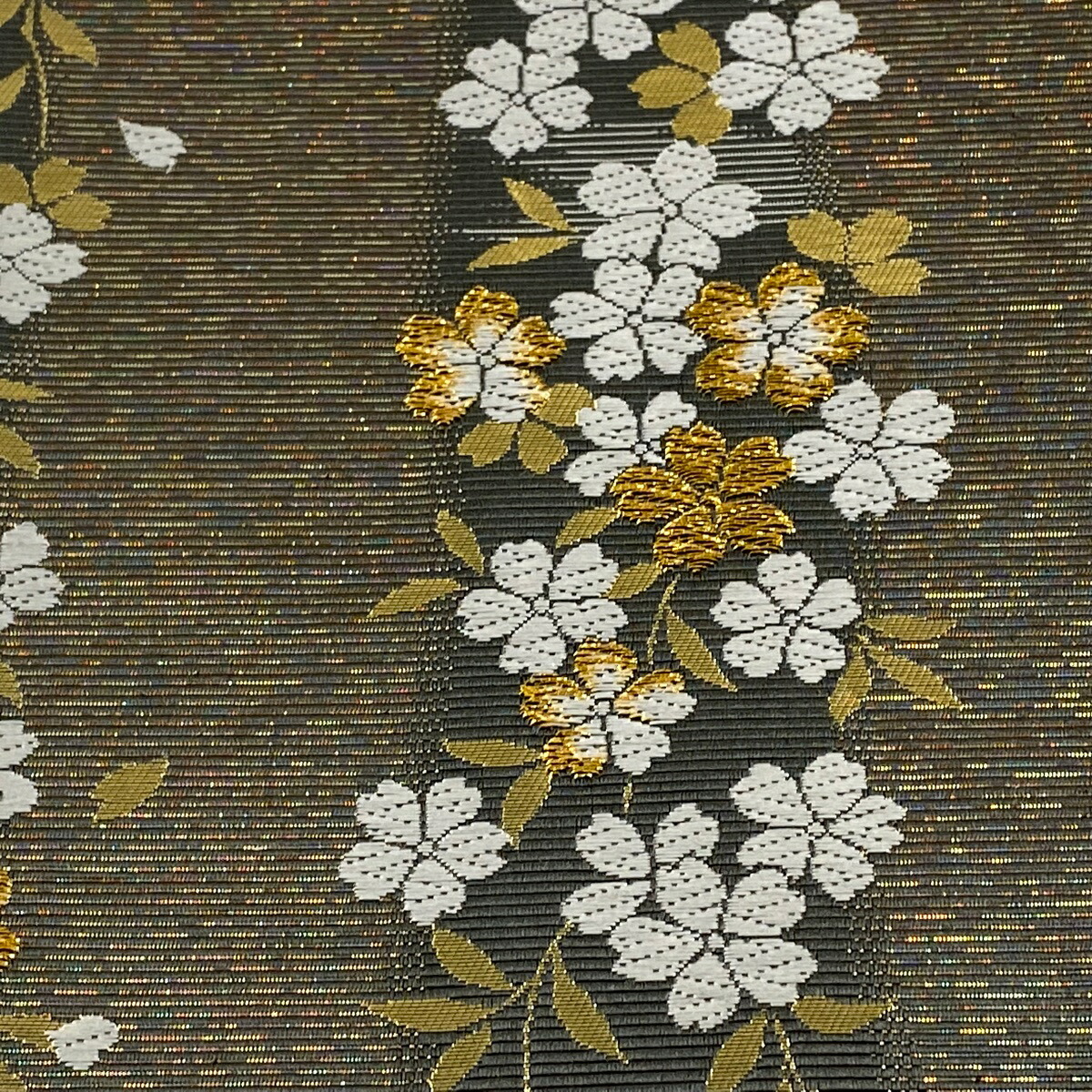 袋帯 美品 名品 桜 唐織 箔 灰色 六通 正絹 中古 Mydrap Com