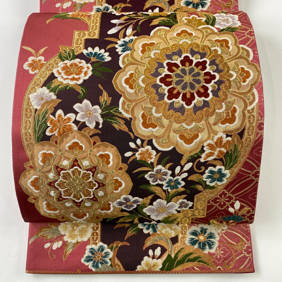 贈物 袋帯 美品 秀品 華文 花鳥 箔 金糸 薄オレンジ 六通 正絹 中古 Dprd Jatimprov Go Id