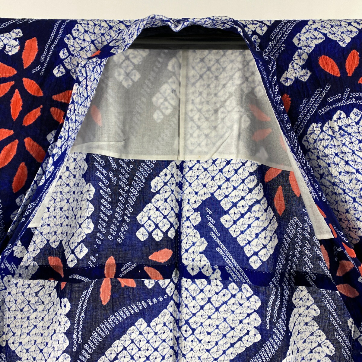 売り出し 浴衣 名品 絞り浴衣 草花 紺色 167 5cm 65cm M 綿 Mediquickfl Com