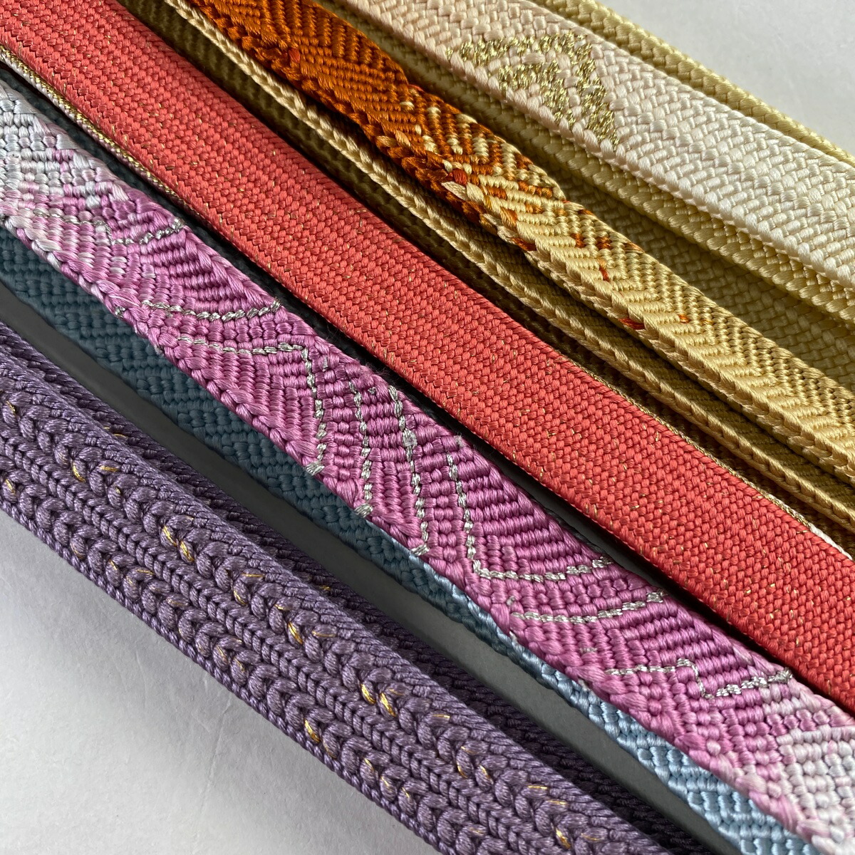 帯締め 優品 帯締め5本セット 金糸 紫 正絹 和装小物 【中古】