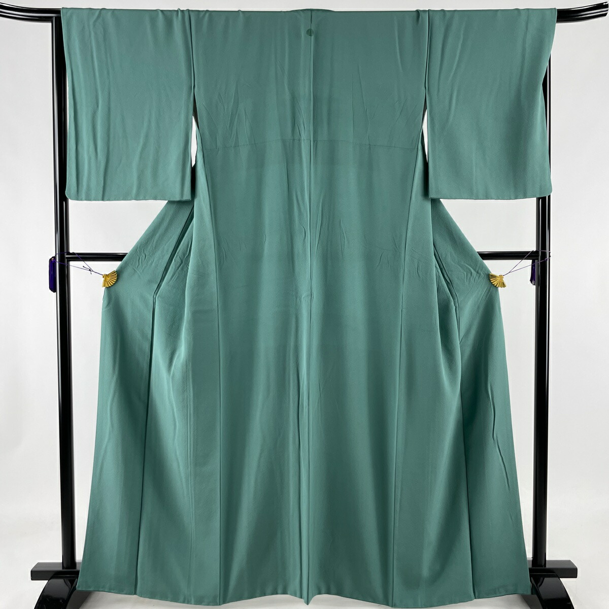 ついに入荷 色無地 美品 優品 一つ紋 緑 袷 163cm 67cm M 正絹 中古