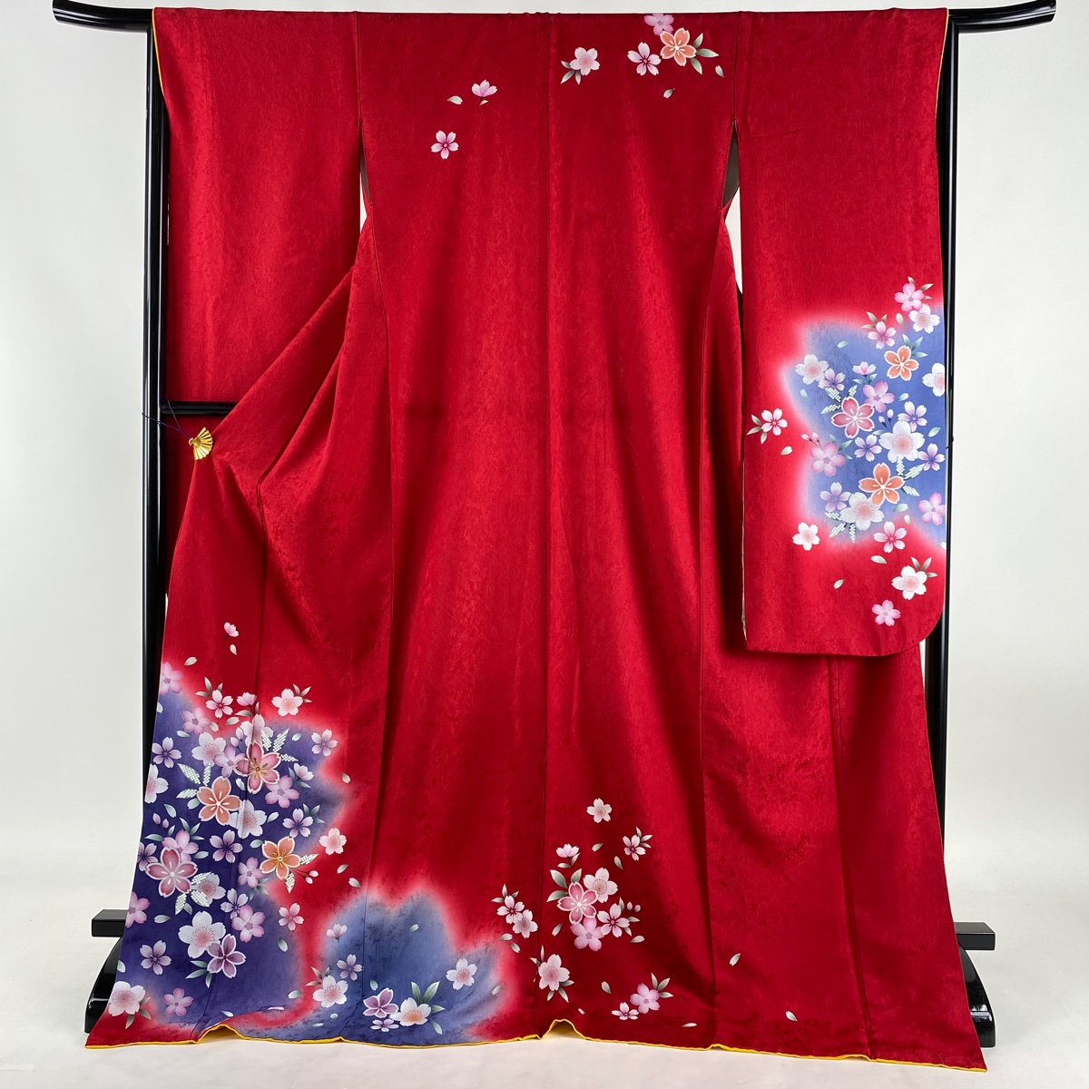 振袖 美品 名品 桜 金糸 金彩 赤 袷 178cm 65cm M 正絹 和服