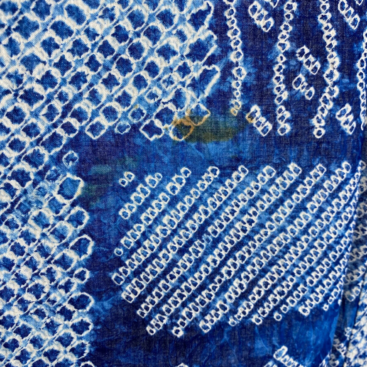 捧呈 浴衣 名品 絞り浴衣 幾何学模様 青 157 5cm 62 5cm S 綿 Fucoa Cl