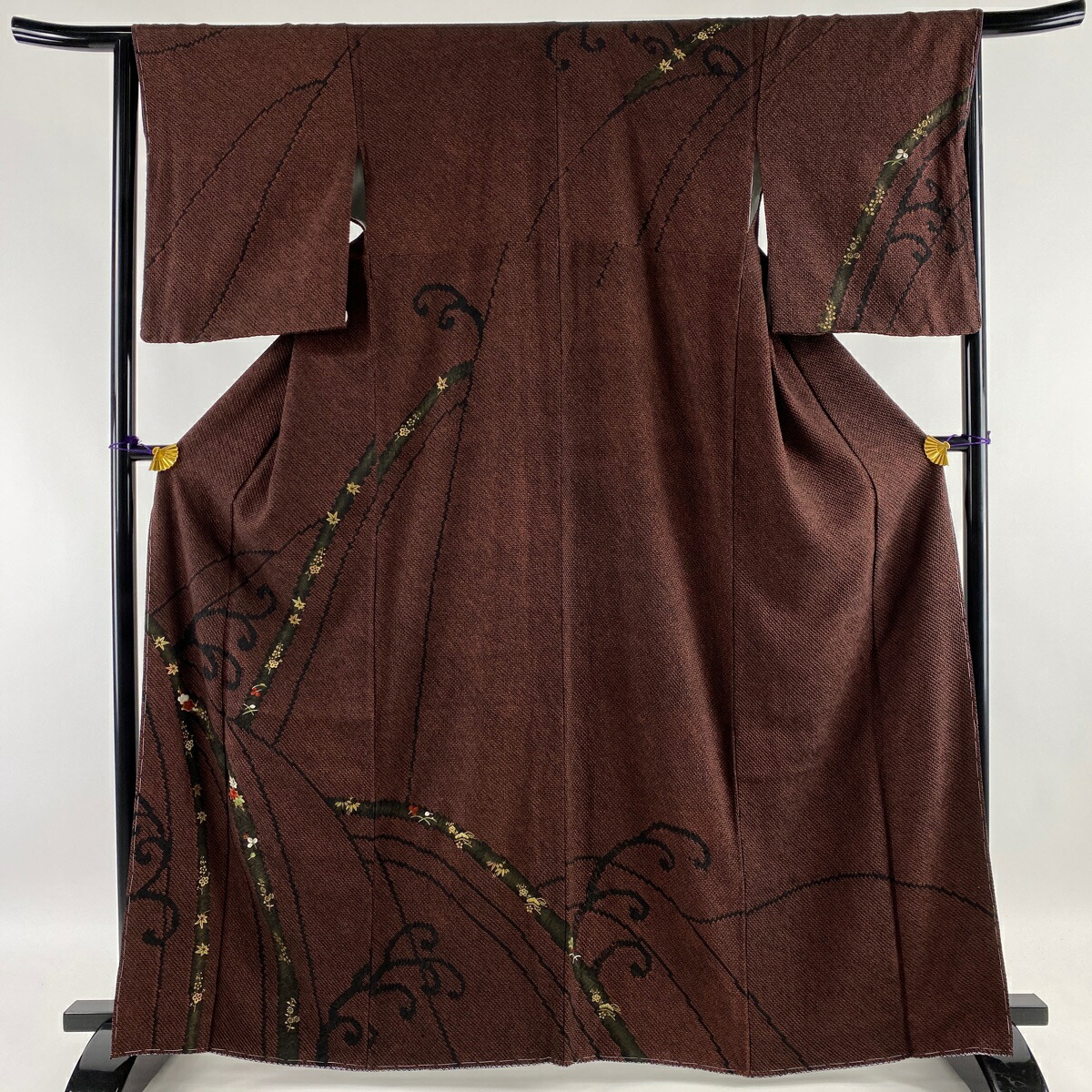 訪問着 美品 名品 松竹梅 草花 絞り 金彩 赤紫 袷 164.5cm 65cm M 正絹