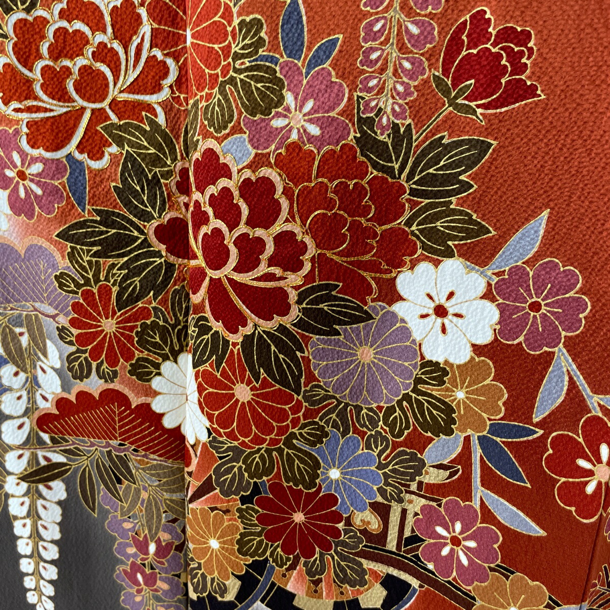 品数豊富! 振袖 美品 名品 花車 松竹梅 金糸 金彩 赤茶 袷 164cm 67cm ...
