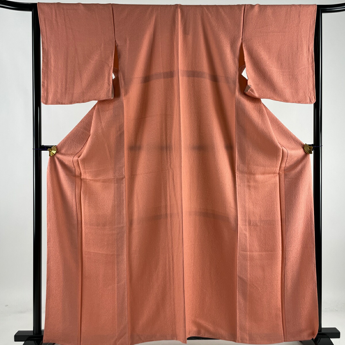 色無地 美品 優品 一つ紋 サーモンピンク 袷 163cm 64cm M 正絹