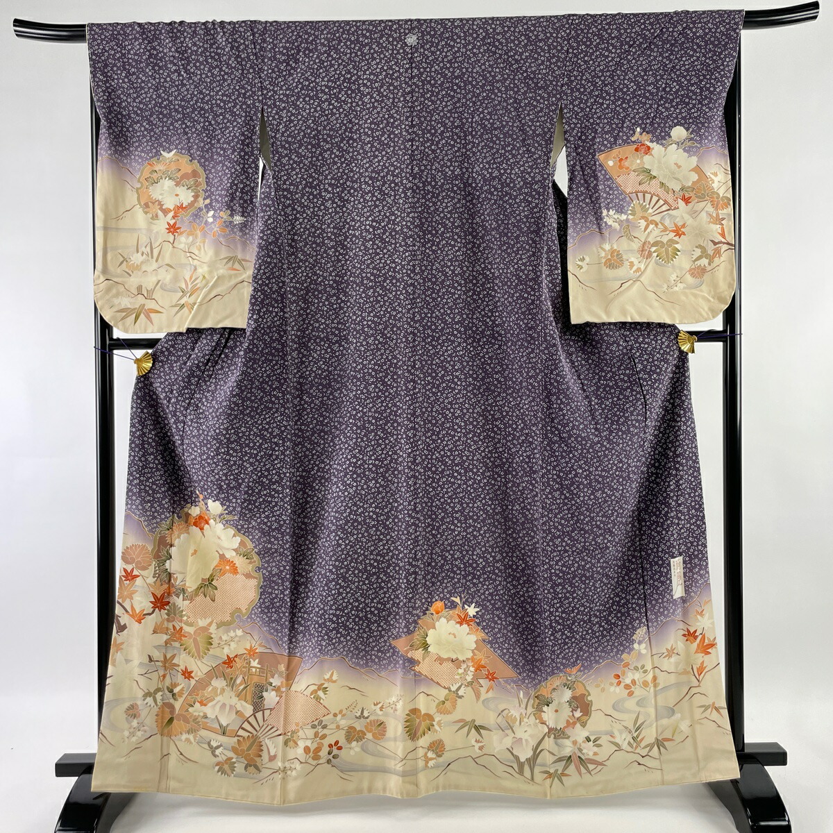 代引不可】 訪問着 逸品 落款あり 三つ紋 貝島はるみ 綺麗 雪輪 草花