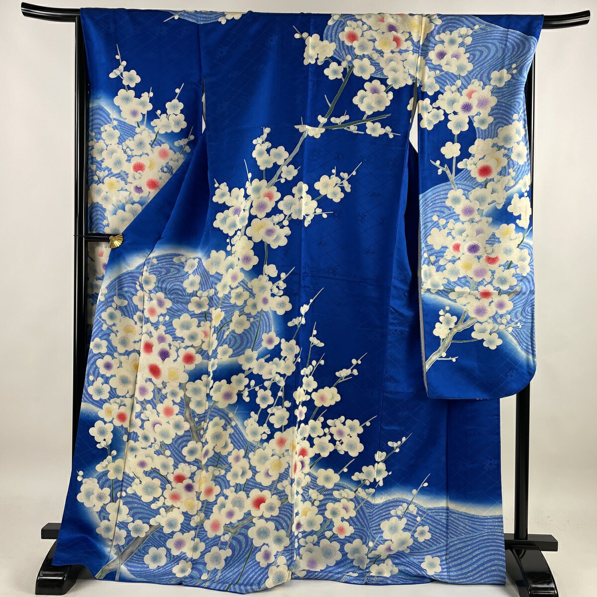 708.正絹振袖、青緑、163ぐらい