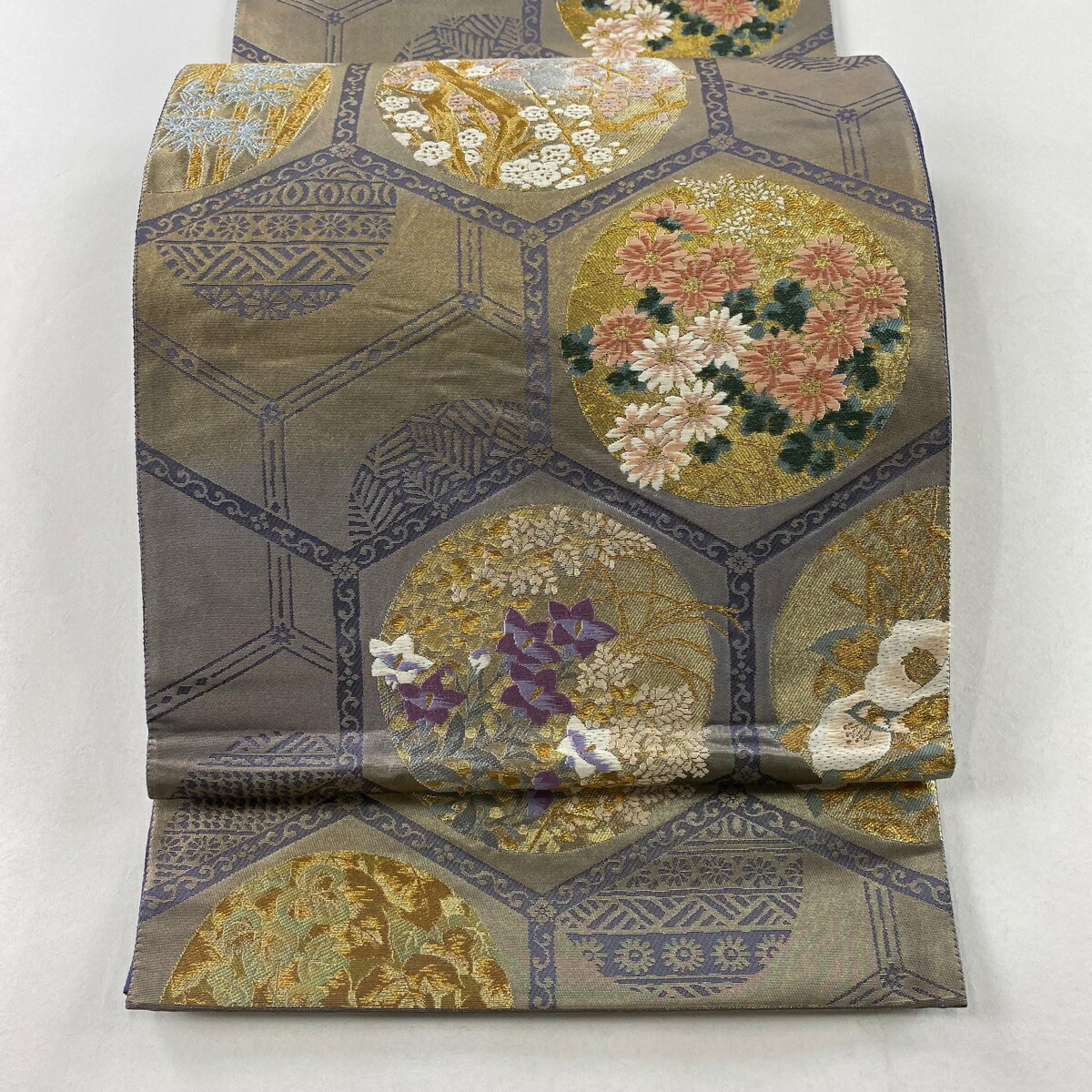 楽天市場】袋帯 美品 名品 じゅらく 落款あり 枝花 観世水 金