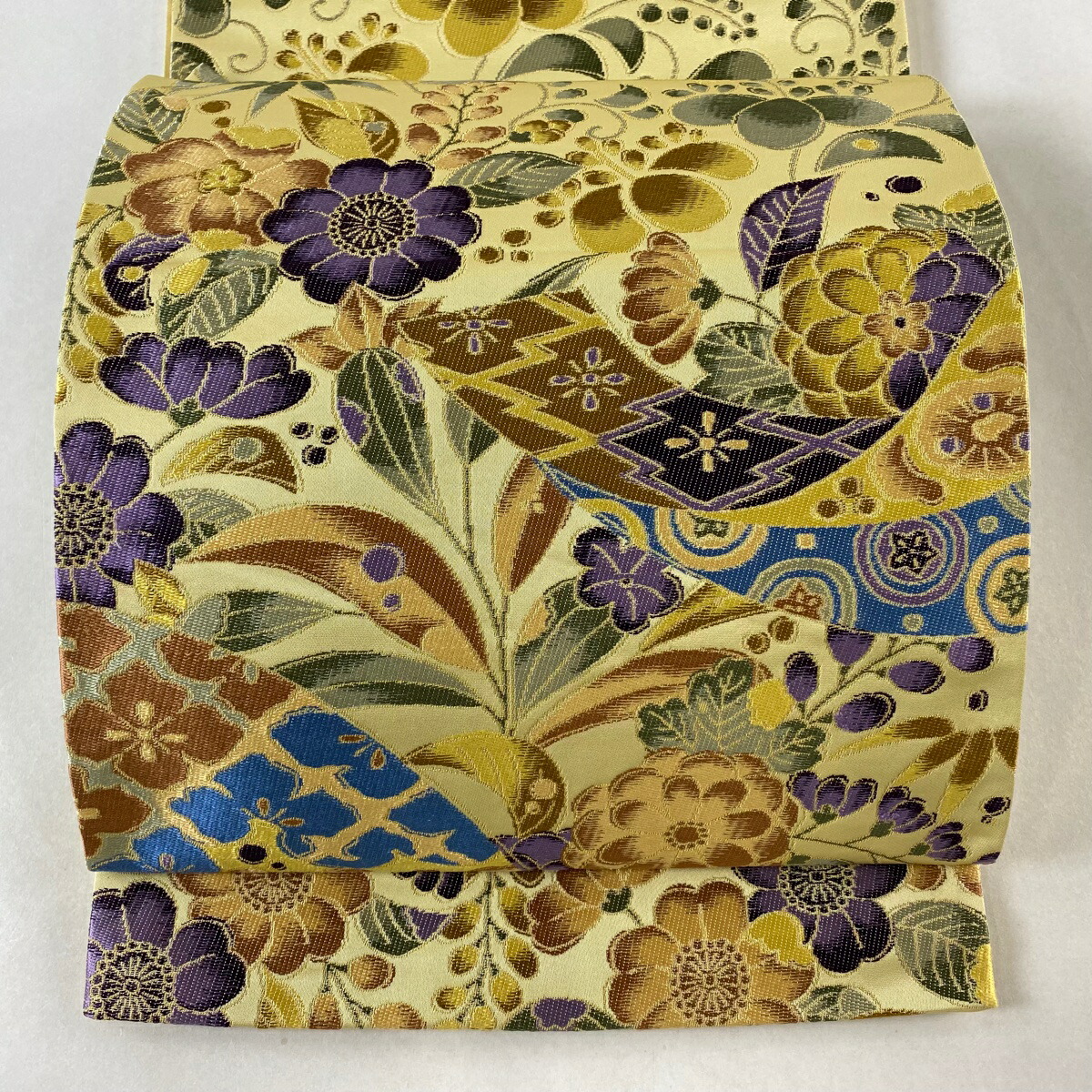 楽天市場】袋帯 逸品 白綾苑大庭 落款あり 華文 蝶 箔 灰緑 六通