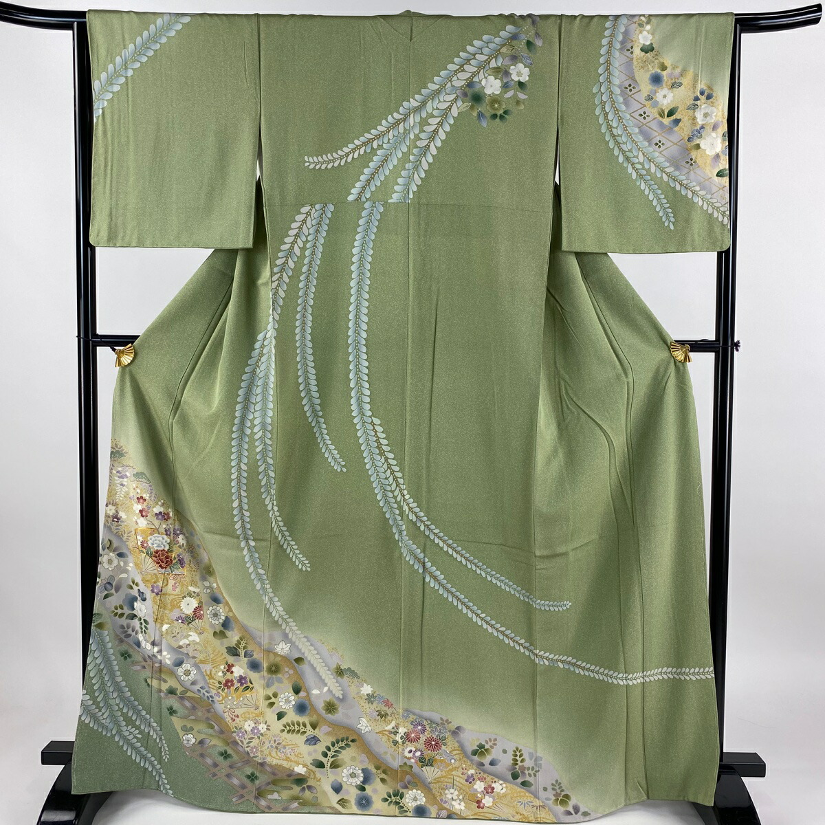 楽天市場】訪問着 身丈166.5cm 裄丈66cm M 袷 扇面 草花 金糸