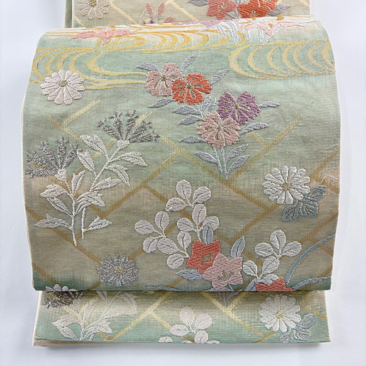 楽天市場】袋帯 秀品 夏帯 絽 草花 雪輪 金糸 箔 金色 六通 正絹
