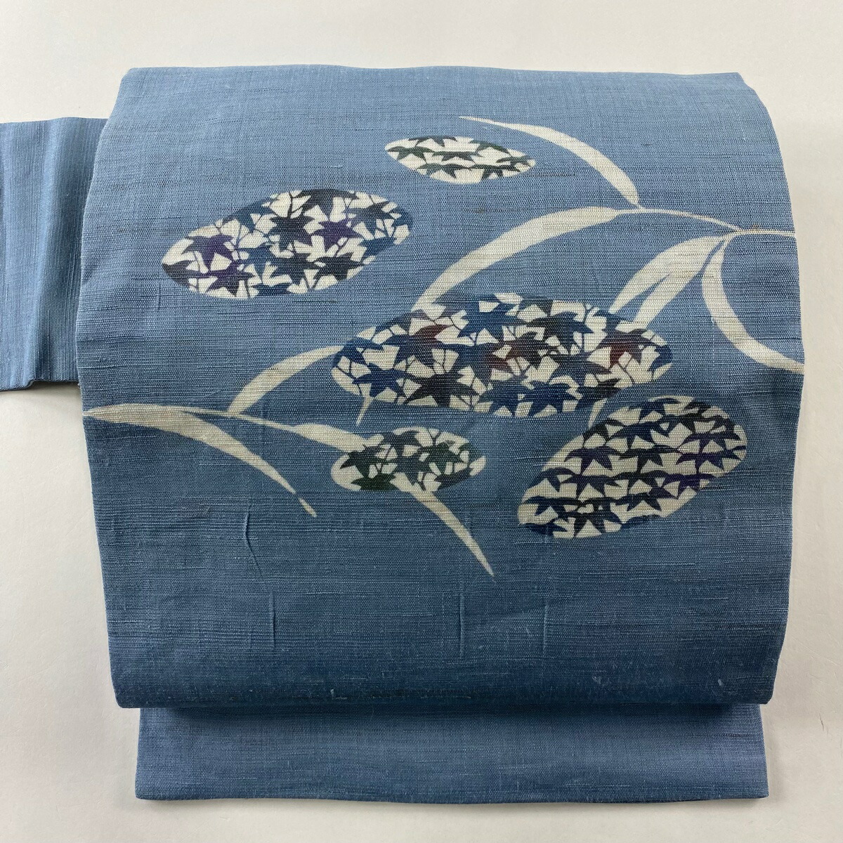 正絹　名古屋帯 紅葉模様 青緑 青紅葉の図刺繍名古屋帯88,000円(税込)帯22-05-12 ご売約済