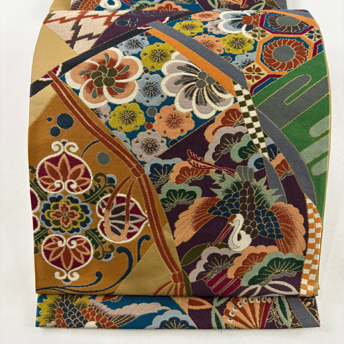 美品☆正絹 証紙あり 白綾苑大庭 七宝 箔 黒 六通 正絹