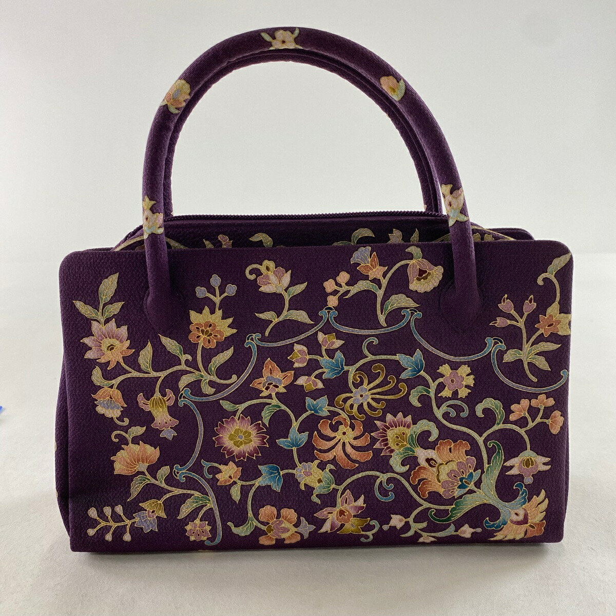 ゆ*け様 美品 OKAJIMA 岡重 ハンドバッグ 和装バッグ 絹100％ トー 中古】 オカジマ 岡重 ハンドバッグ ちりめん シルク100％ 絹