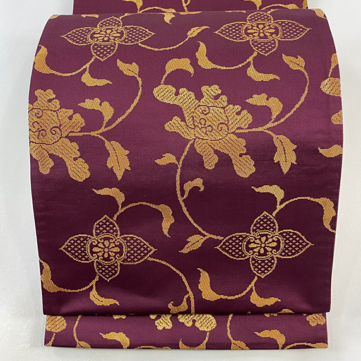 楽天市場】袋帯 美品 名品 龍匠錦 華文 鳥 箔 濃紫 六通 正絹 【中古