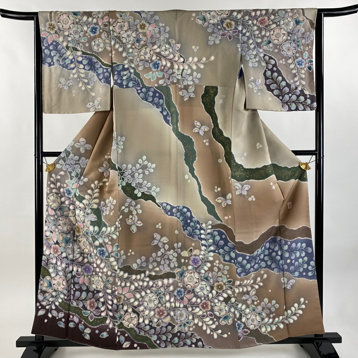 ◆2209◆訪問着　翠山工房 　身丈：163　袷　落款 辻が花　和装着物 美品】 訪問着 工場 身丈163.5cm 裄丈66.5cm M 袷 翠山工房 落款