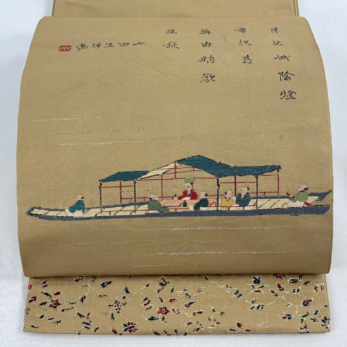 楽天市場】袋帯 逸品 龍村晋 落款あり 天平狩猟文錦 金糸 箔 薄緑 全通 