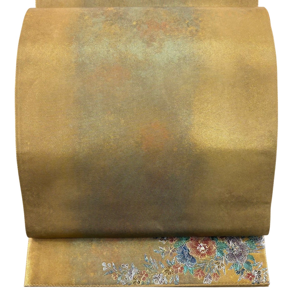 【店卸し資産追い散らす】 袋帯 珠玉 証紙あり 箔 金色 六通 正絹 【中古】