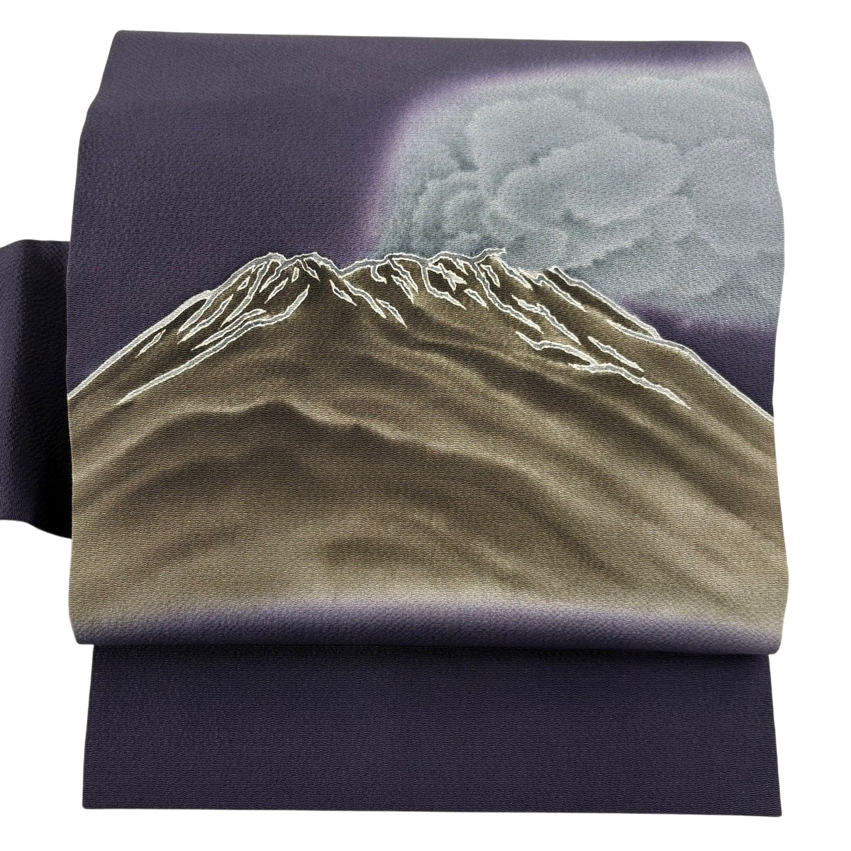 【美品】 名古屋帯 逸品 山 霞 ぼかし 濃紫 正絹 【中古】 msp50
