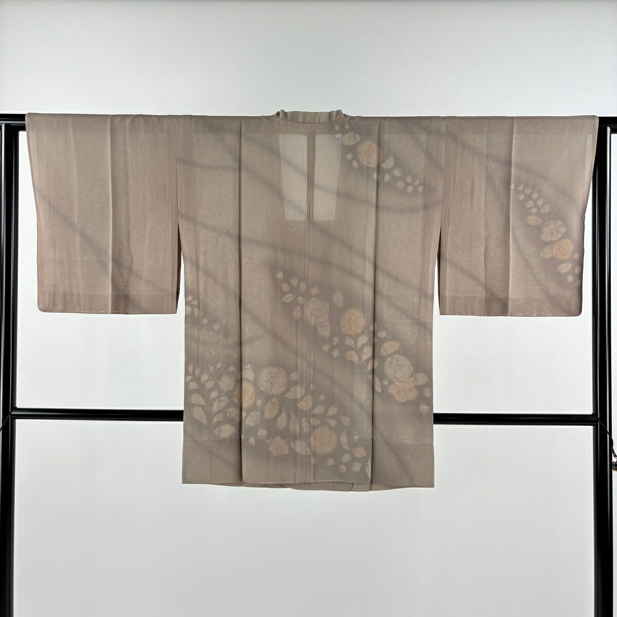 道行 身丈79cm 裄丈63cm S 和装コート 角衿 絽 辻が花柄 薄小豆 正絹 秀品 【中古】