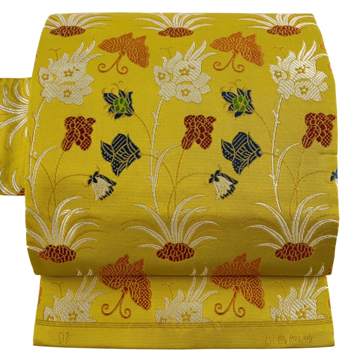 【美品】 名古屋帯 名品 川島織物 落款あり 草花 鳳凰 金糸 抹茶色 正絹 【中古】