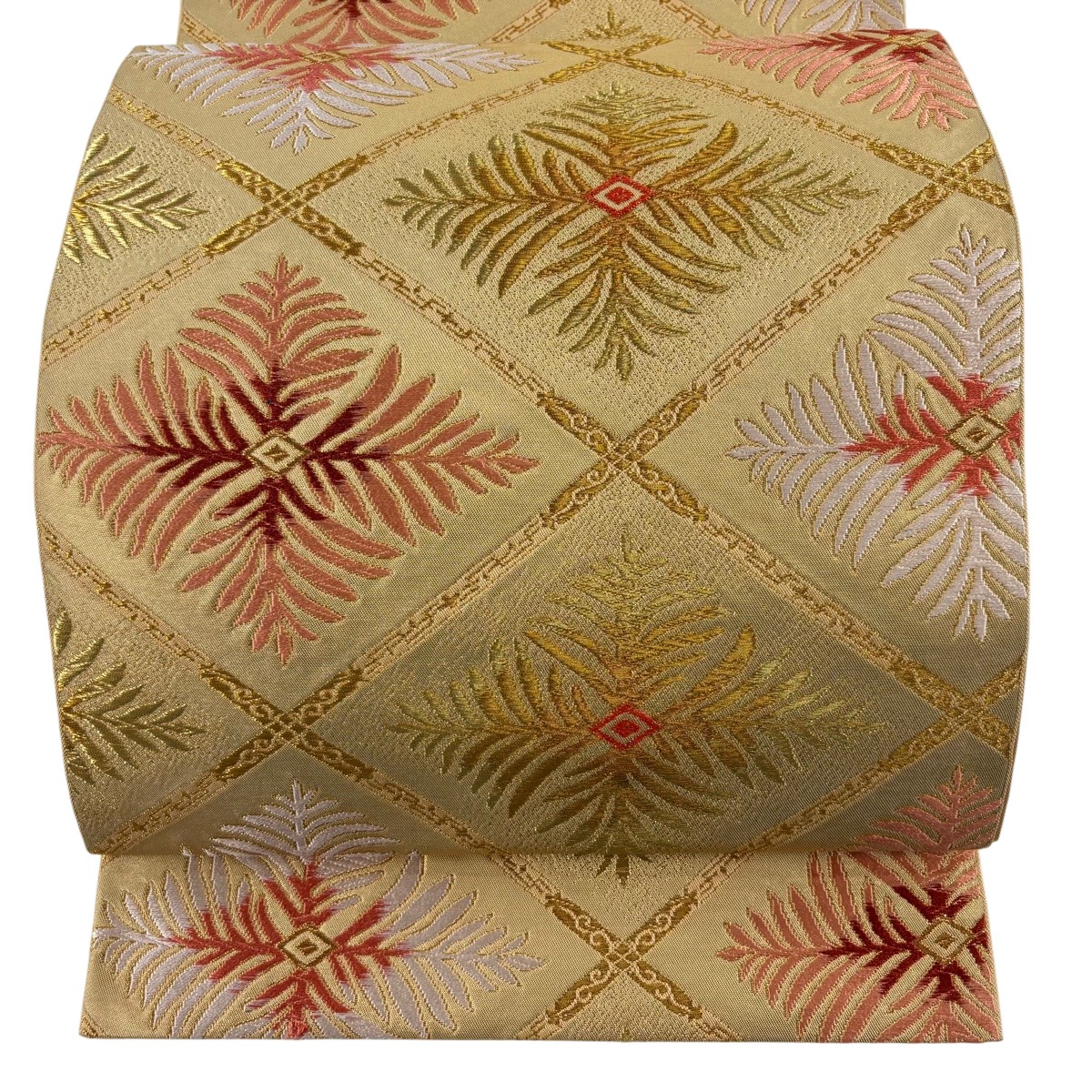 【美品】 袋帯 逸品 北出与三郎 落款あり 本袋 松菱 金糸 唐織 金色 六通 正絹 【中古】 msp30