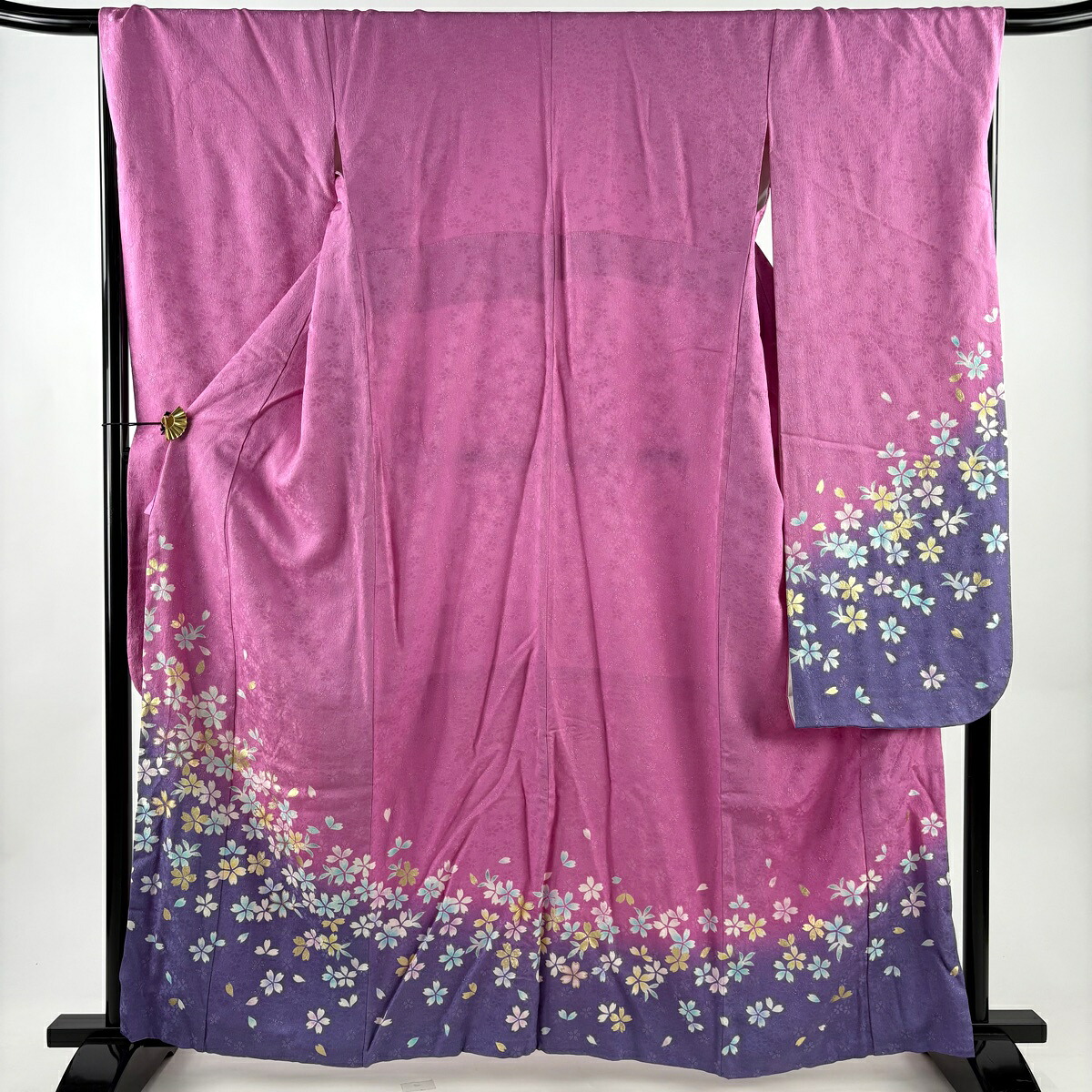 振袖 身丈160cm 裄丈67cm M 袷 桜 桜の花弁 金通し 金彩 ピンク 正絹 名品 【中古】 11,060円