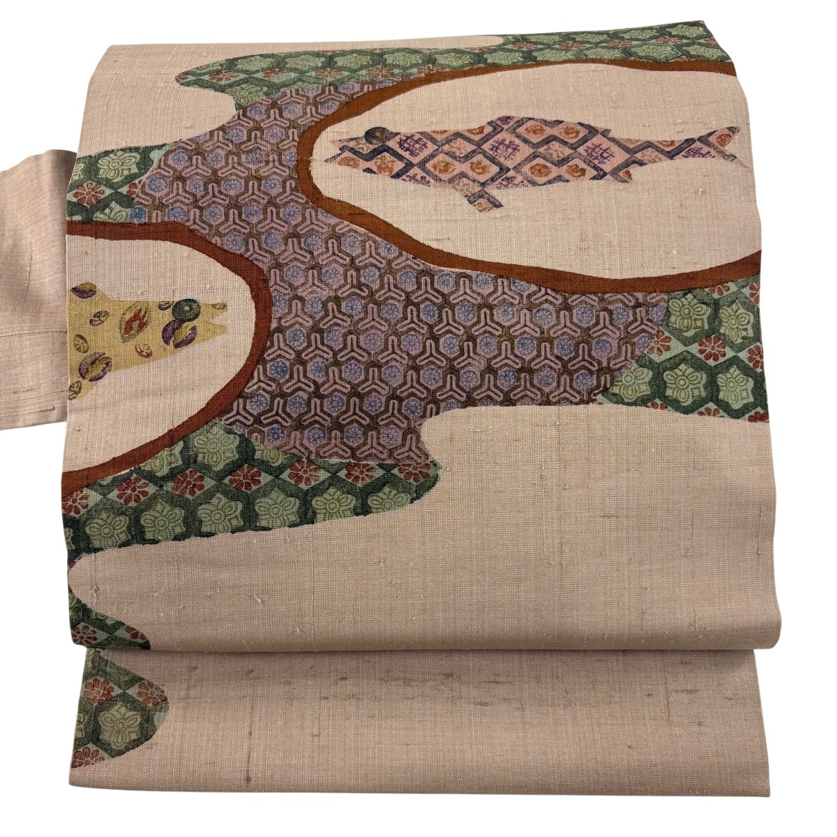 【美品】 名古屋帯 秀品 紬地 花 薄茶色 正絹 【中古】 msp50 4,720円