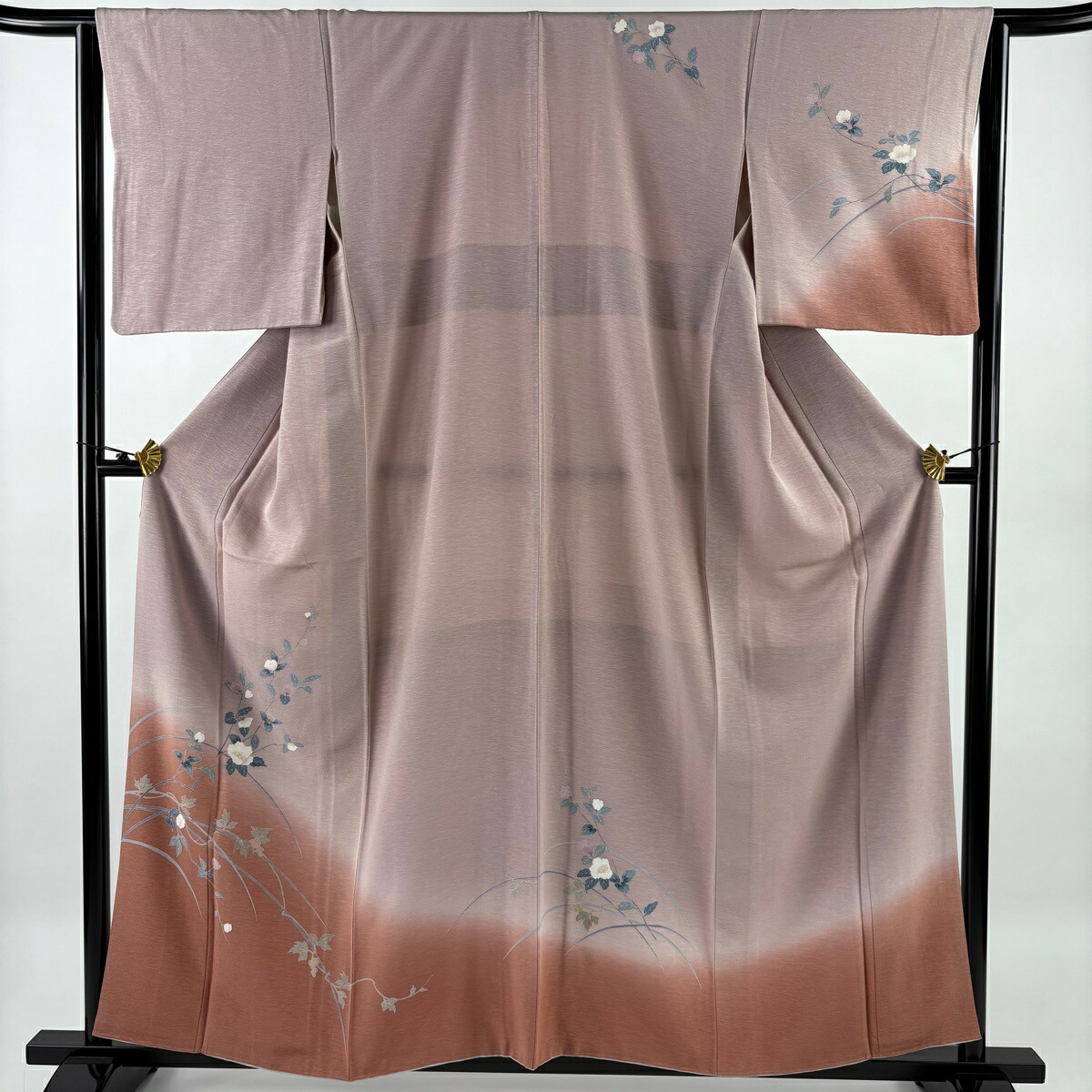 訪問着 身丈158.5cm 裄丈63.5cm S 袷 枝花 葉と実 ぼかし 薄紫 正絹 秀品 【中古】