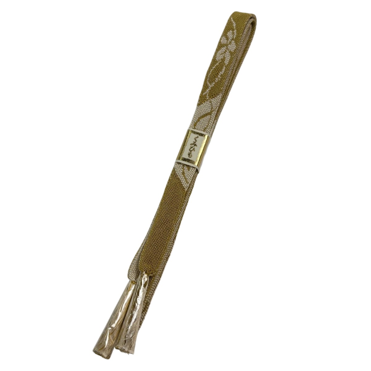 【美品】 帯締め 優品 フォーマル 葉柄 金銀糸 黄土色 正絹 和装小物 【中古】