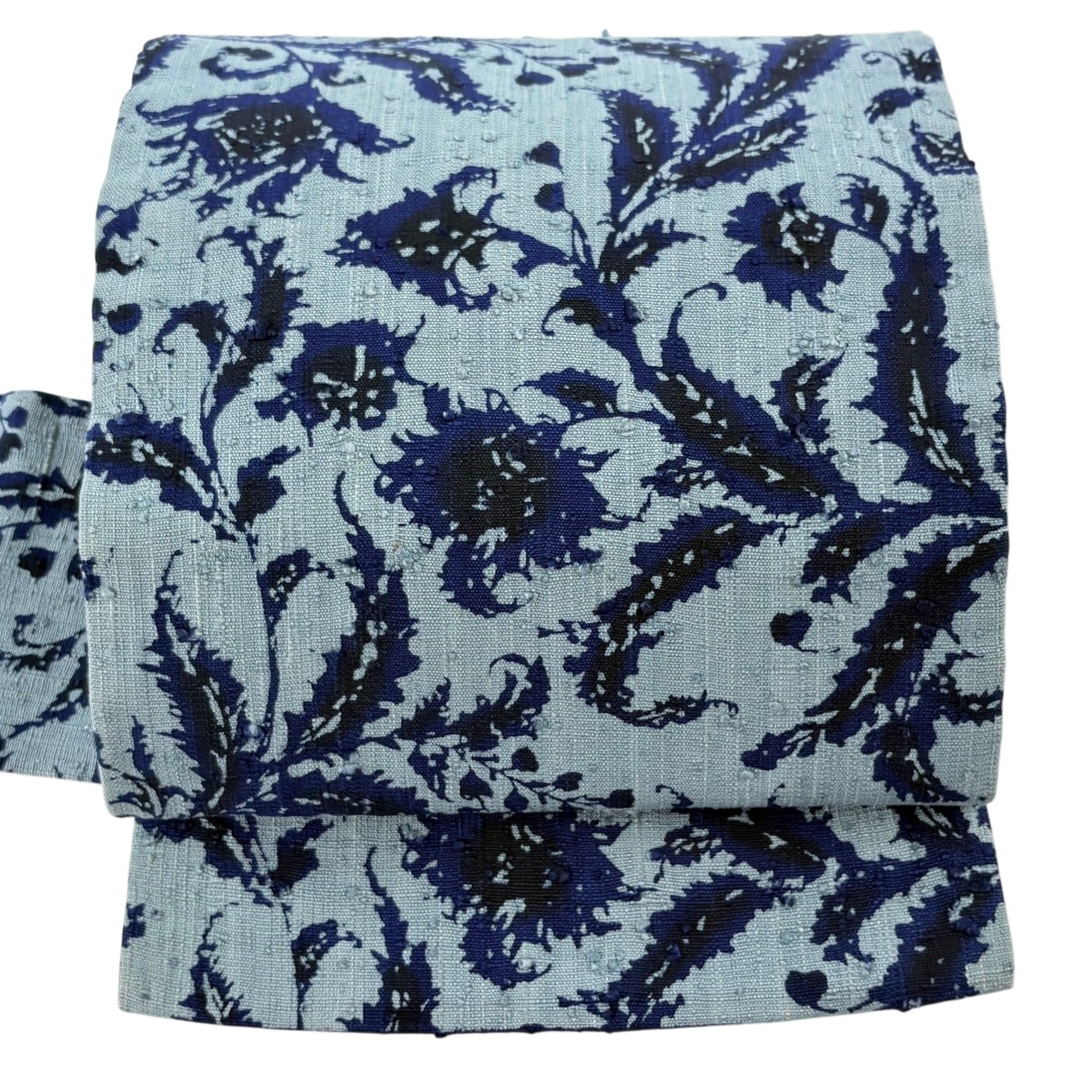 【美品】 名古屋帯 逸品 浦野理一 草花 水色 正絹 【中古】