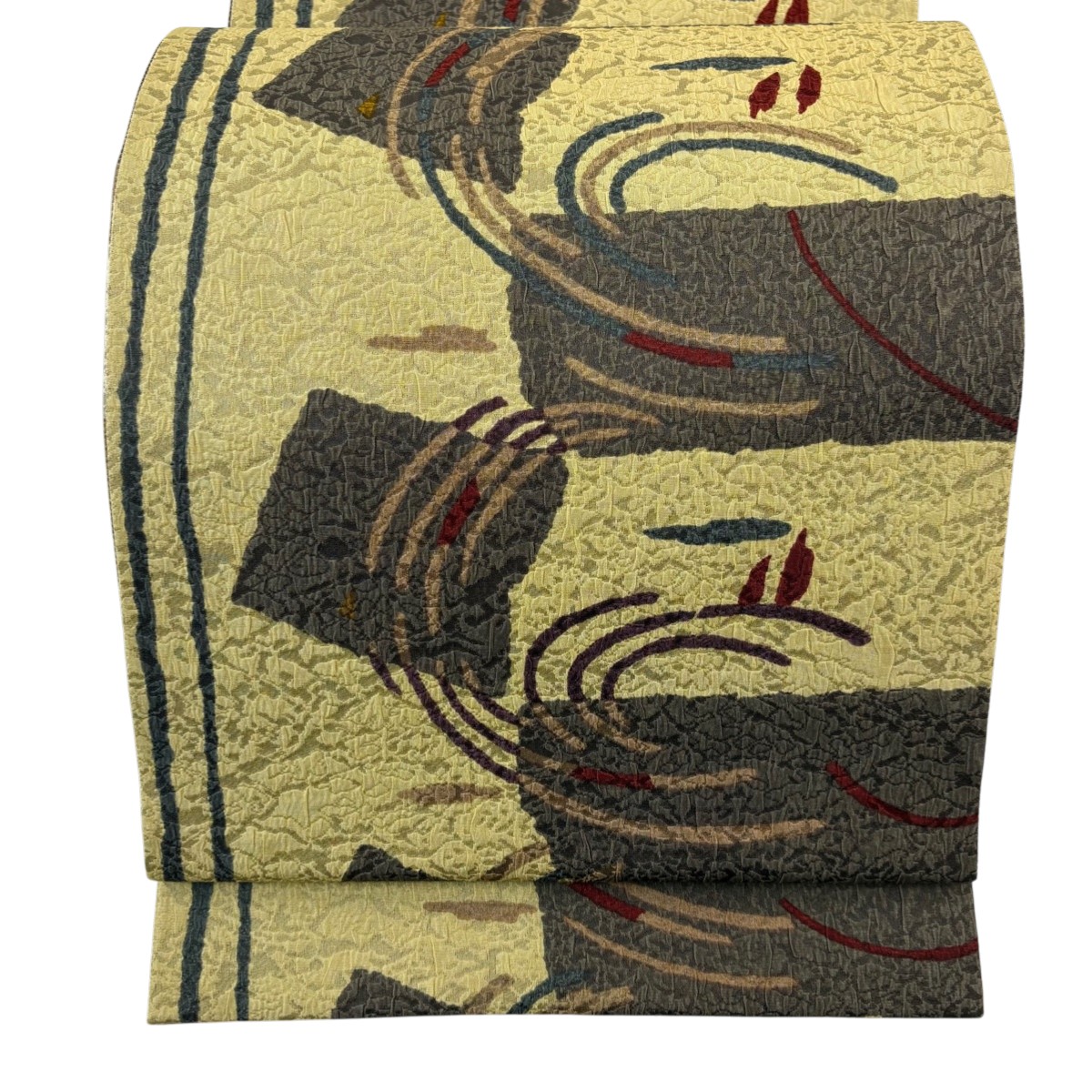 【美品】 袋帯 秀品 幾何学 茶緑色 全通 正絹 【中古】 6,248円
