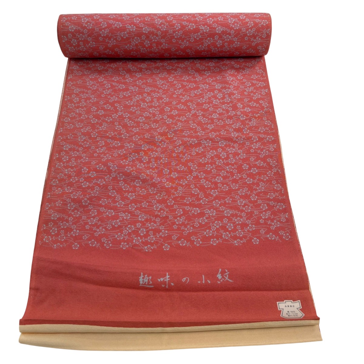 反物 秀品 小紋 梅 濃ピンク 正絹 【中古】
