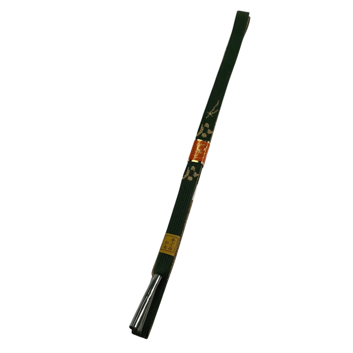【美品】 帯締め 優品 フォーマル 松葉 金糸 緑 正絹 和装小物 【中古】