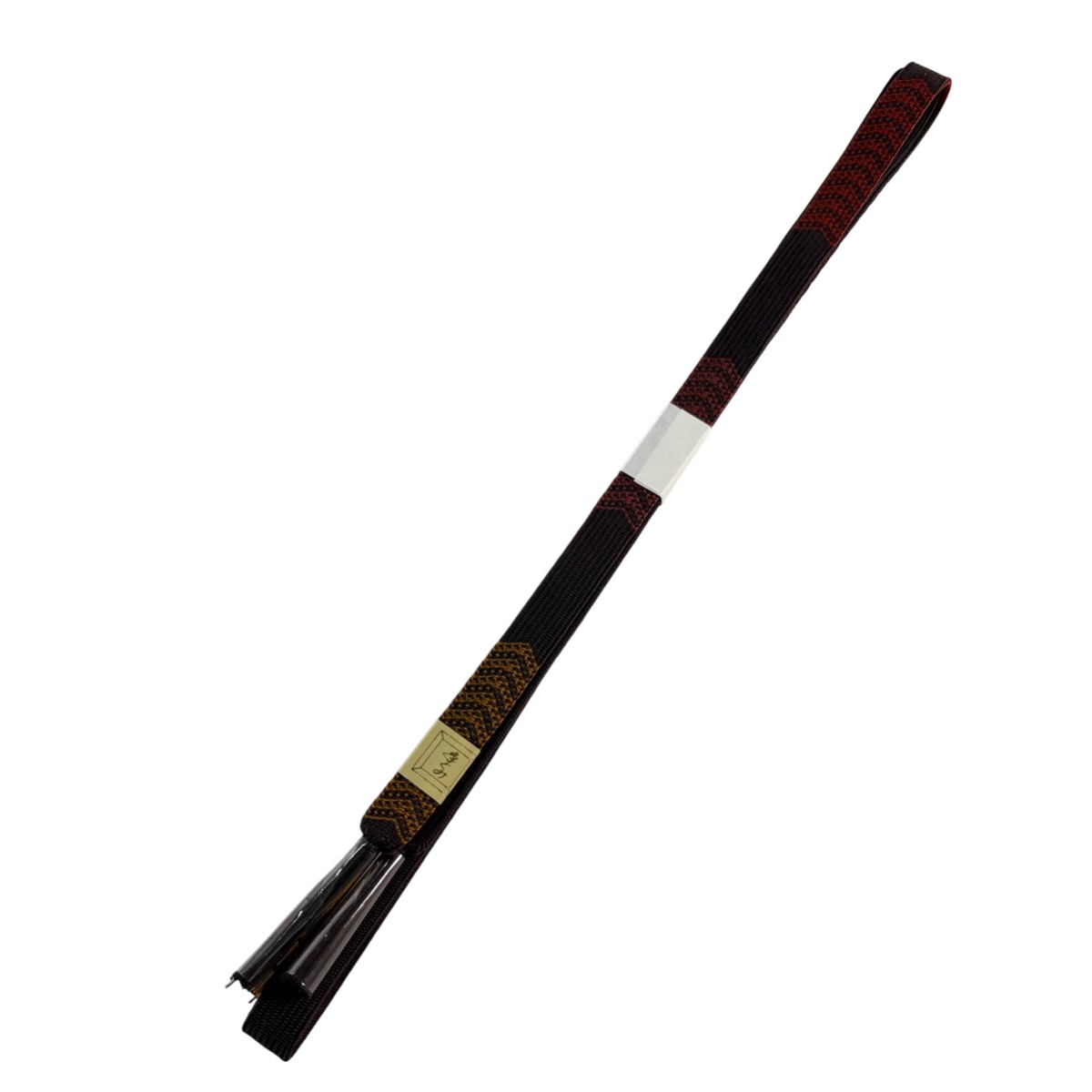【美品】 帯締め 優品 幾何学 茶紫 正絹 和装小物 【中古】