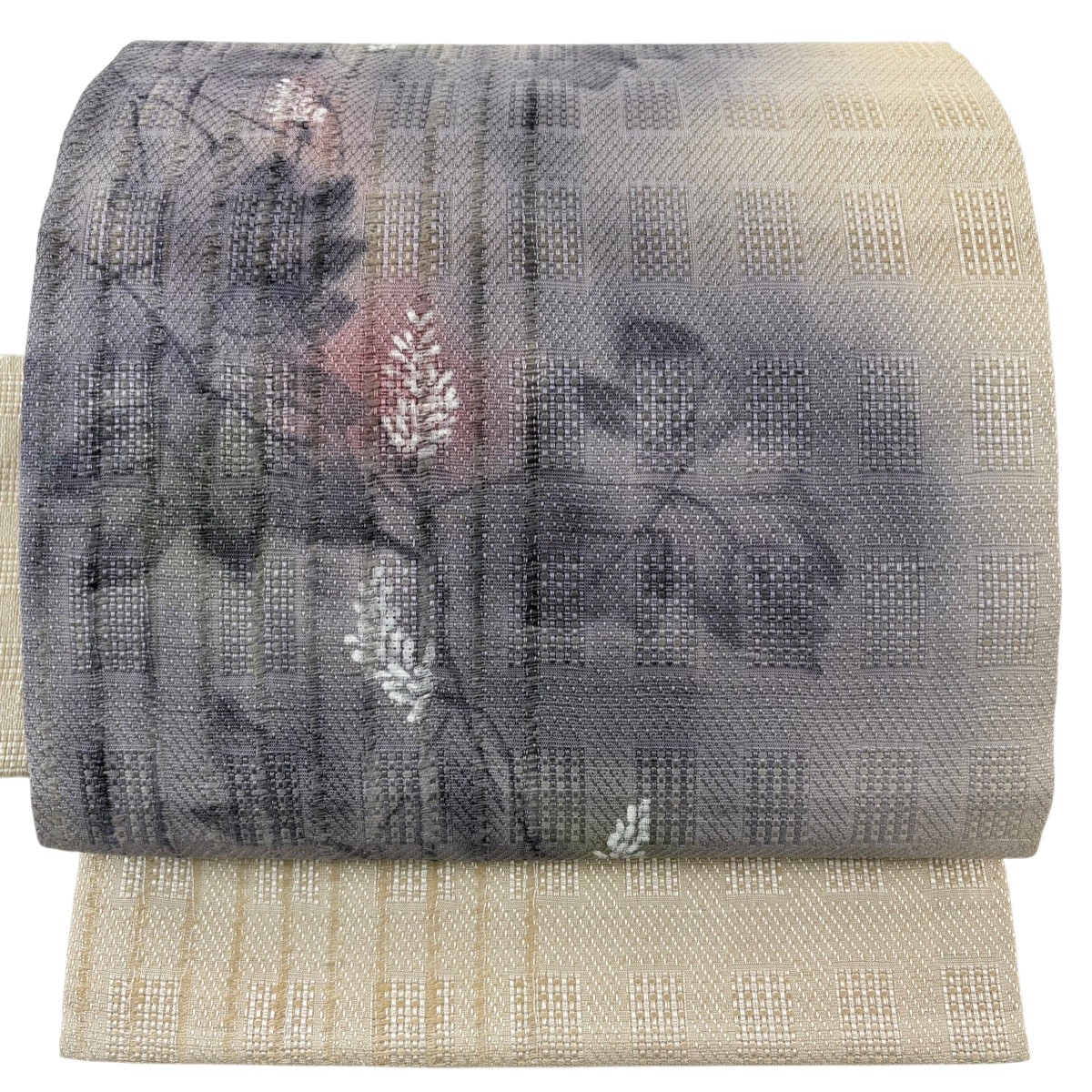 【美品】 名古屋帯 秀品 蔦 草花 ベージュ 正絹 【中古】 msp50