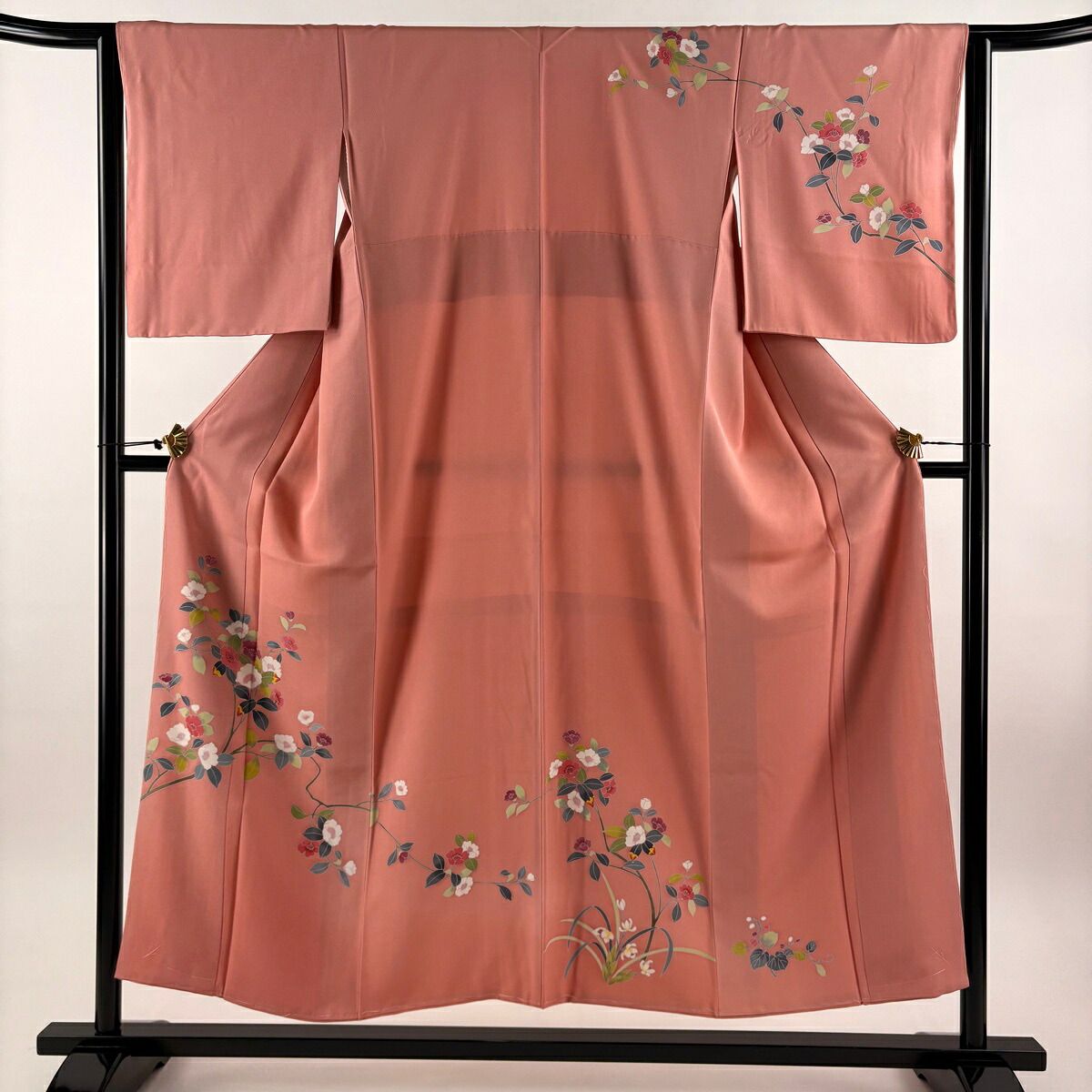 訪問着 身丈151.5cm 裄丈63.5cm S 袷 枝花 ピンク 正絹 名品 【中古】 11,534円