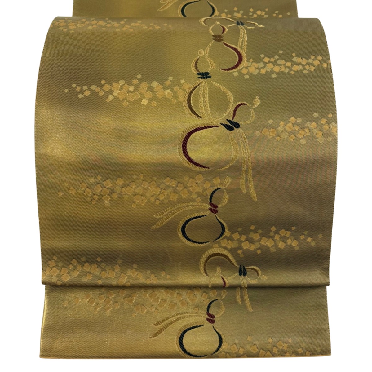 【美品】 袋帯 秀品 瓢箪 箔散らし 金糸 箔 金色 六通 正絹 【中古】