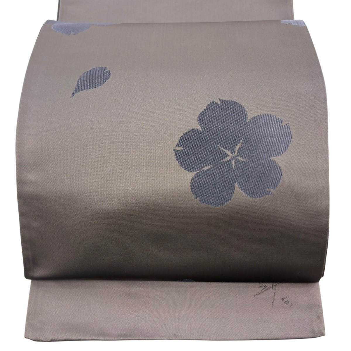 【美品】 袋帯 逸品 辻村ジュサブロー 落款あり 花 花びら 灰紫 六通 正絹 【中古】 msp30