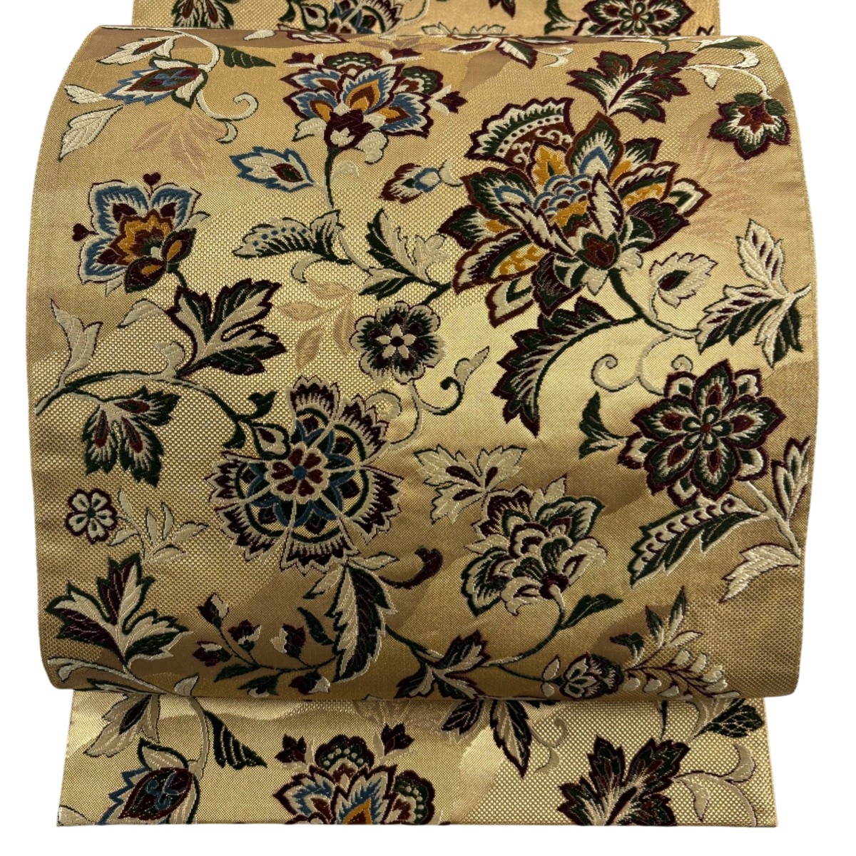 袋帯 秀品 草花 金糸 箔 金色 六通 正絹 【中古】