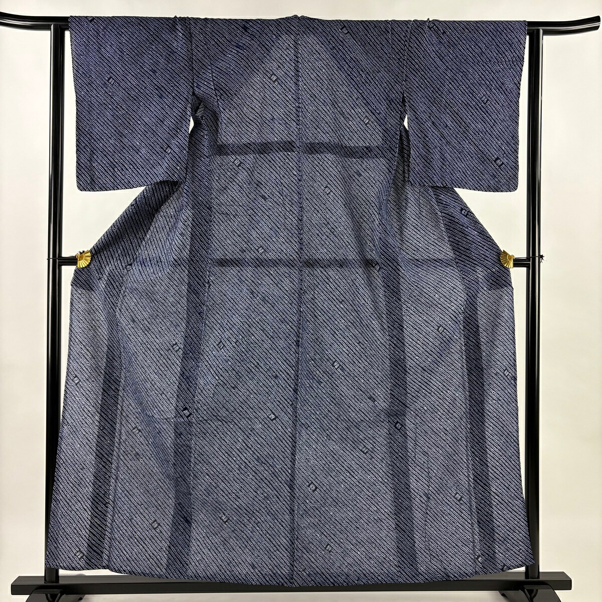浴衣 身丈158.5cm 裄丈63cm S 幾何学模様 紺色 綿 名品 【中古】