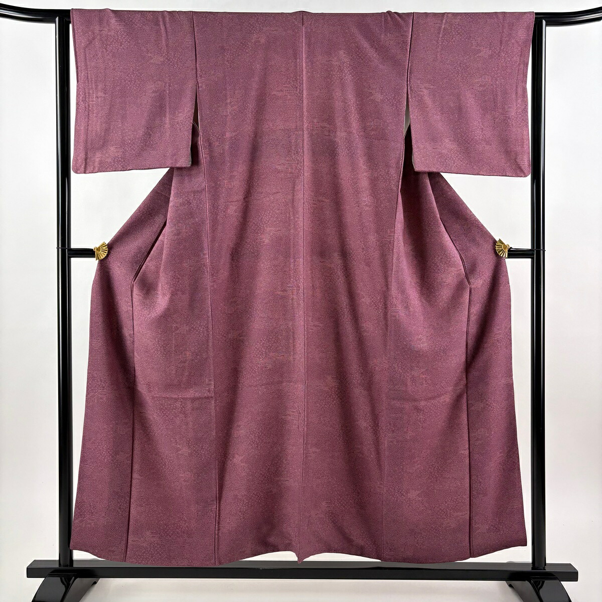 【美品】 江戸小紋 身丈155.5cm 裄丈63.5cm S 袷 建物 梅 紫 正絹 秀品 【中古】