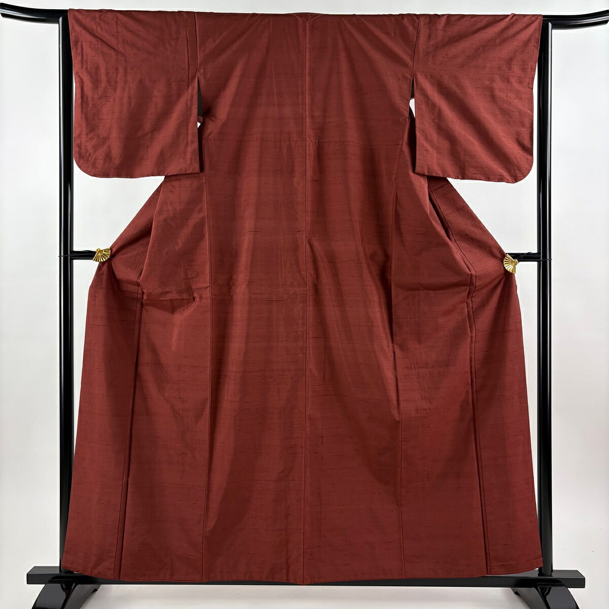 大島紬 身丈159cm 裄丈64.5cm M 袷 都喜ヱ門 証紙あり 茶色 正絹 名品 【中古】