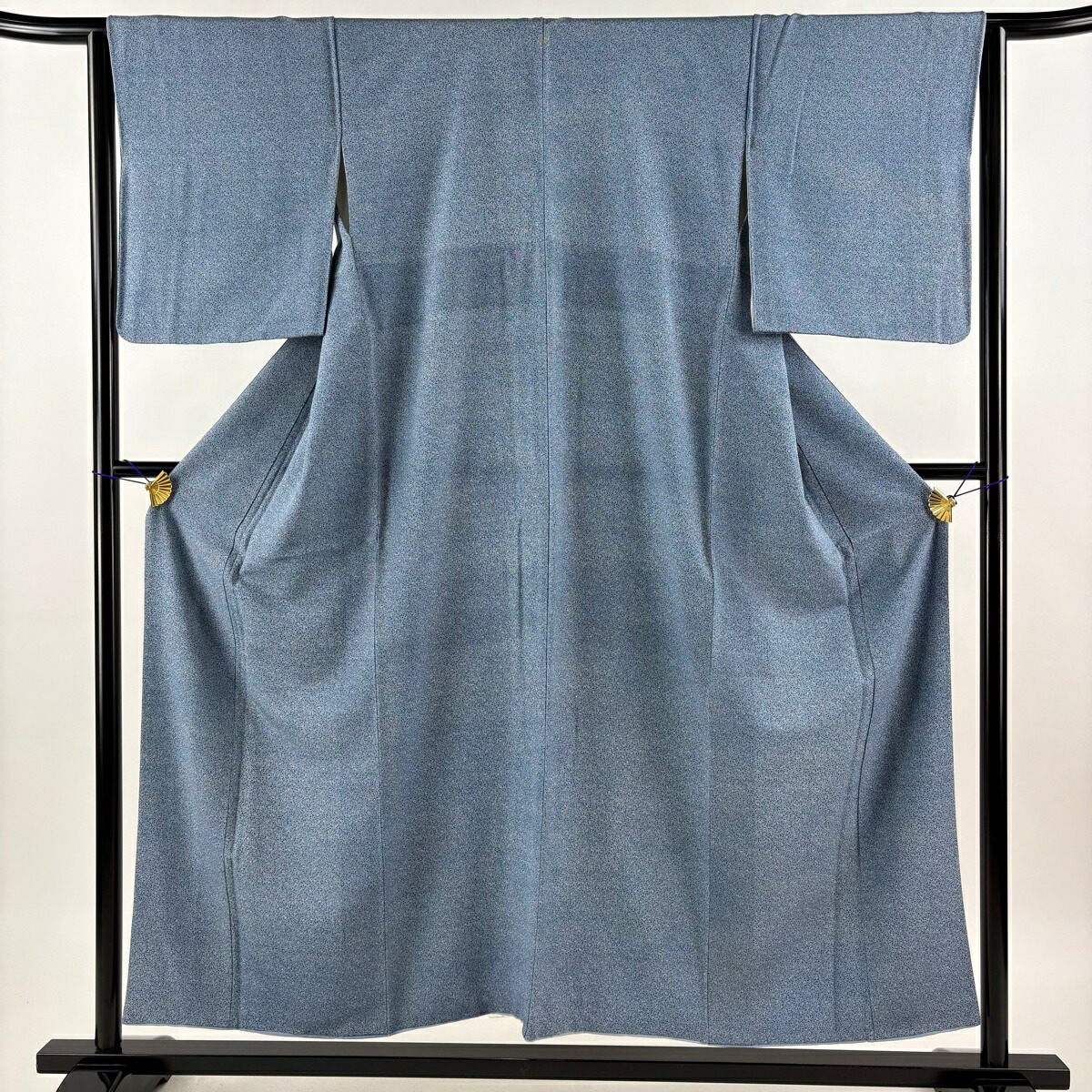 江戸小紋 身丈153.5cm 裄丈64cm M 袷 内田修一 落款あり 家内安全 文字 青 正絹 秀品 一つ紋 【中古】