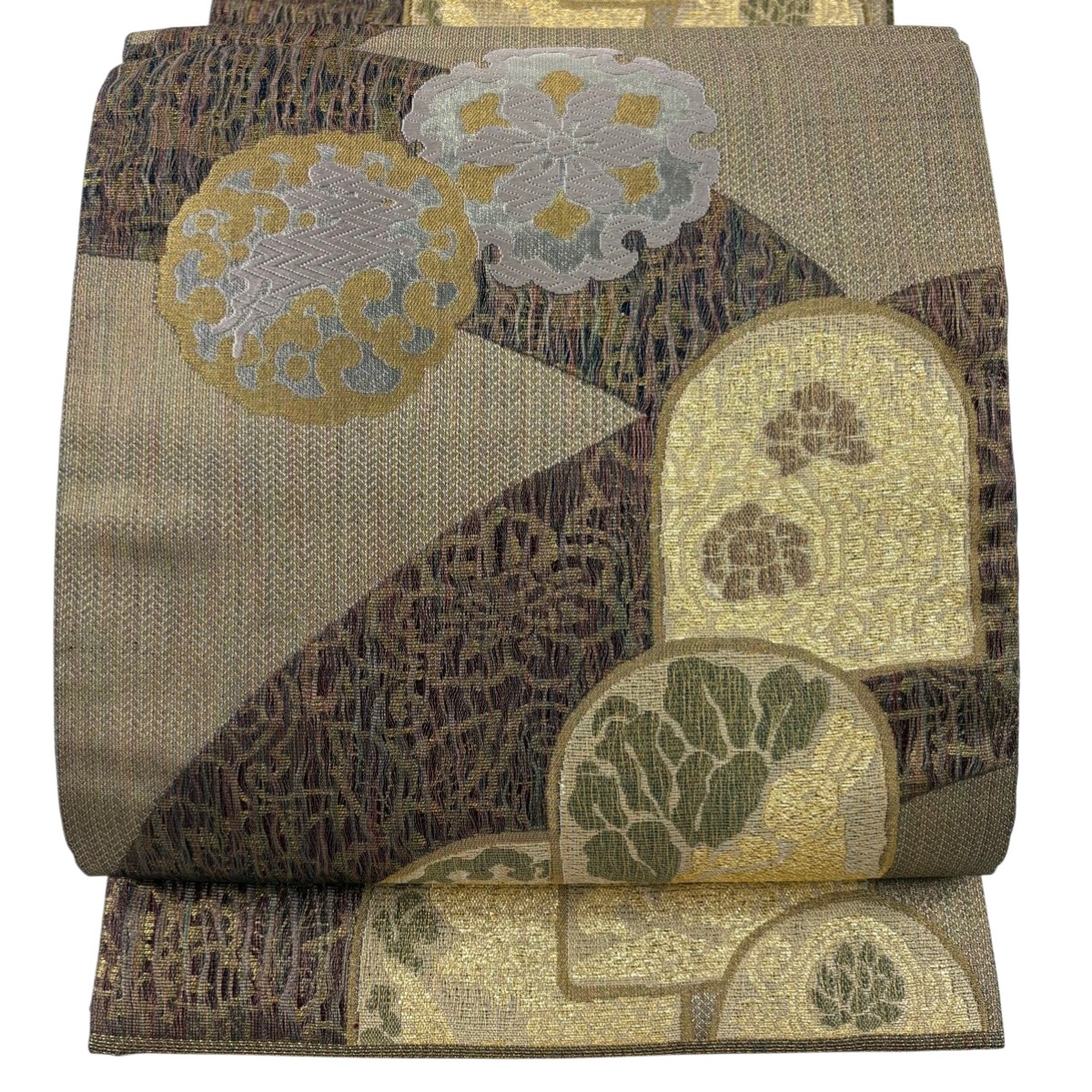 【美品】 袋帯 秀品 花唐草 花兎 箔 金糸 灰茶 六通 正絹 【中古】