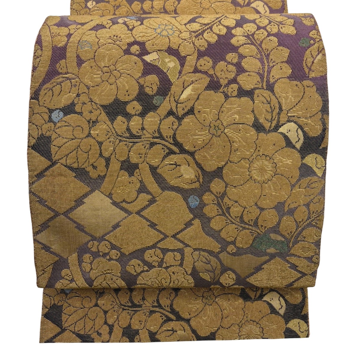 【美品】 袋帯 名品 辻が花柄 松川菱 金糸 黄土色 六通 正絹 【中古】 msp50
