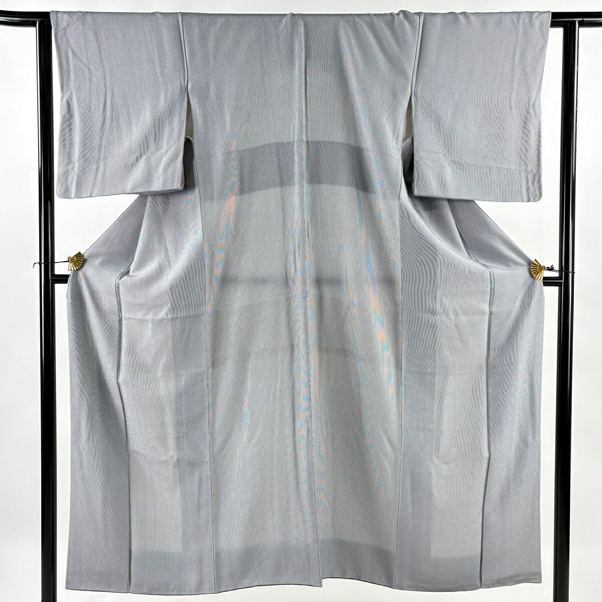 【美品】 江戸小紋 身丈150.5cm 裄丈62.5cm S 袷 万筋 青灰色 正絹 名品 【中古】