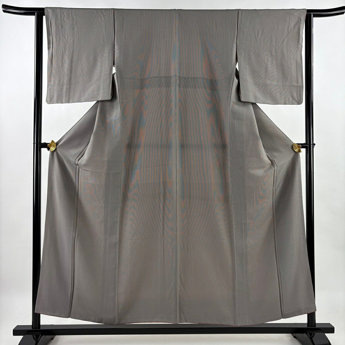 江戸小紋 身丈155cm 裄丈63cm S 袷 万筋 灰色 正絹 名品 【中古】